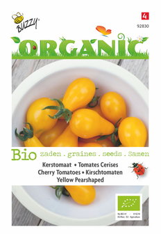 Gele peervormige biologische tomaat toamten zaden kopen | Moestuinland
