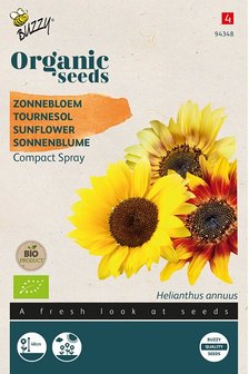 Biologische zonnebloem zaden kopen bestellen, Compact spray mix bio | Moestuinland