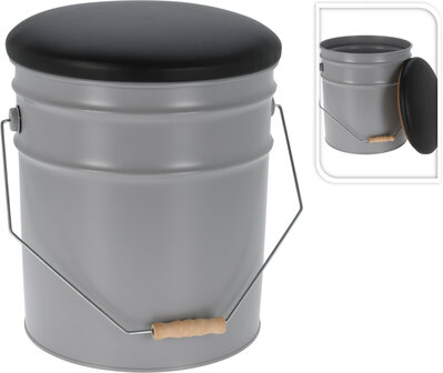 Compostbak, opbergton kopen bestellen, Grijs en zwart met poef (zink) | Moestuinland