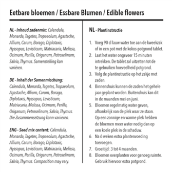 Instructie zaaien eetbare bloemen zadenpakket | Moestuinland