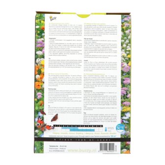 Achterkant beschrijving XL verpakking vlinders bloemenmix | Moestuinland