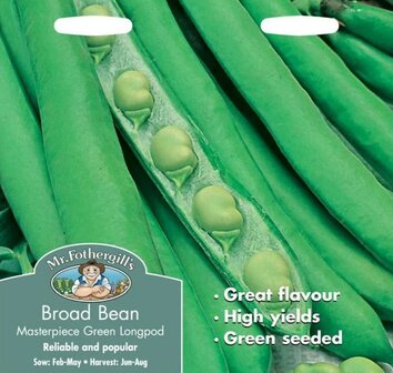 Bonen zaden kopen, Tuinboon Masterpiece Green Longpod | Moestuinland