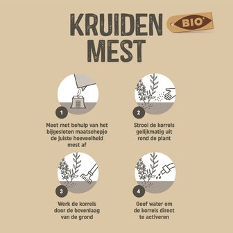 Gebruiksaanwijzing voor kruidenmest (1 kg) | Moestuinland.nl