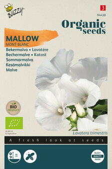 Biologische witte lavatera zaad bestellen, Bekermalva Mont Blanc | Moestuinland.nl