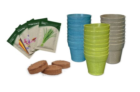 Inhoud adventskalender, met zaden potjes en aardtabletten | Moestuinland.nl