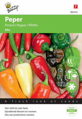Peper zaden kopen, Mengsel 5 soorten kleuren mix | Moestuinland