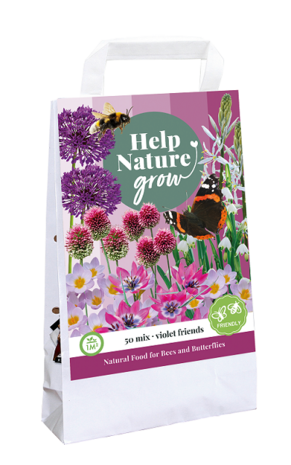 Papieren tas met bloembollen in Violet kleuren, Help nature grow | Moestuinland