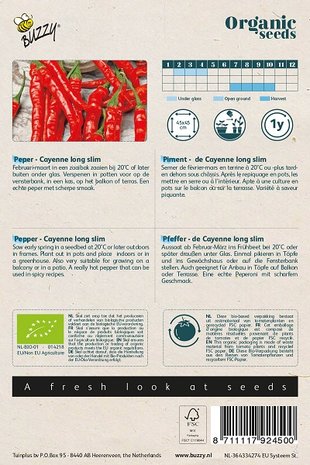 Peper zaden zaaien beschrijving Cayenne BIO | Moestuinland