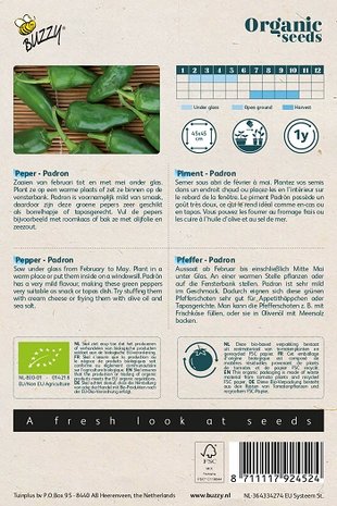 Beschrijving peper zaden zaaien Padron | Moestuinland