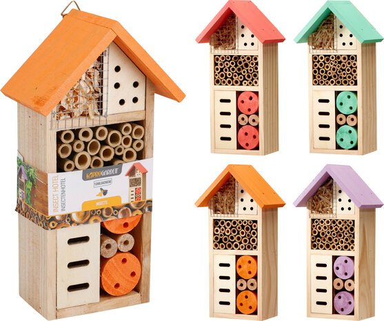 Kleurrijke insectenhotel kopen, diverse kleuren | Moestuinland.nl