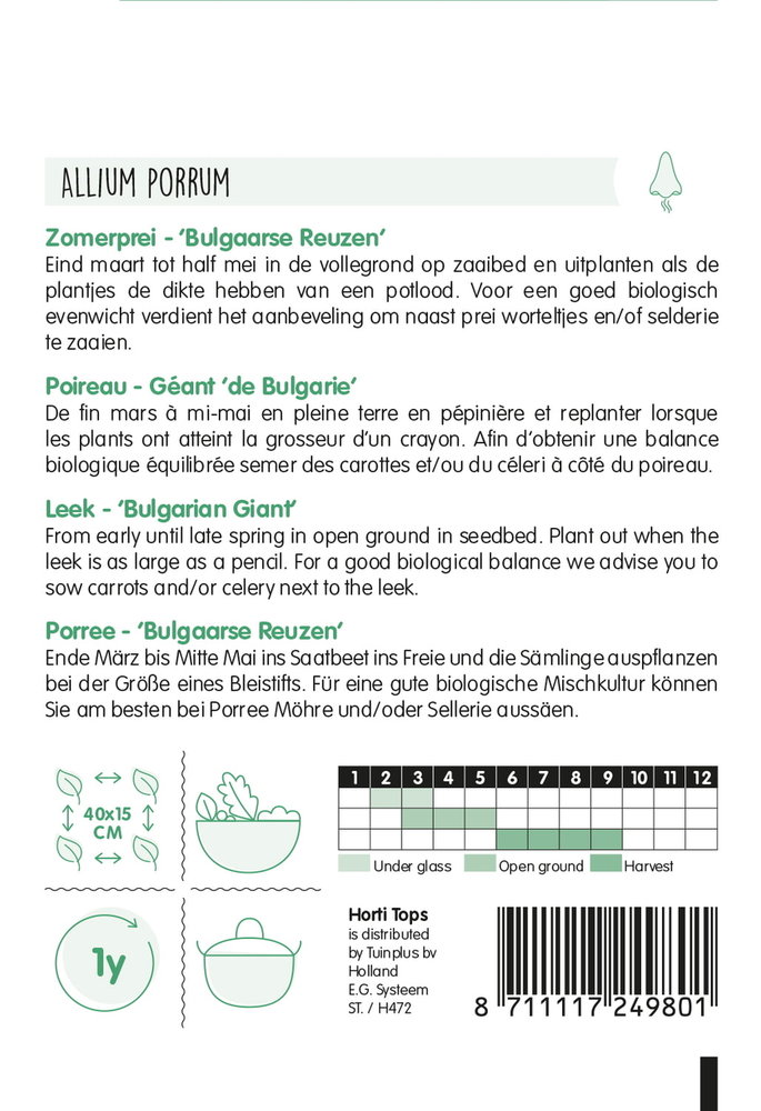 Prei zaden, Bulgaarse Reuzen (Zomerprei)