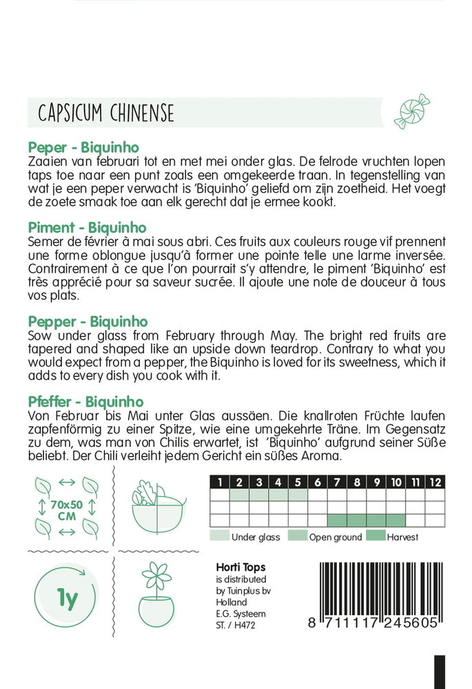 Peper zaden, zoete minipeper biquinho