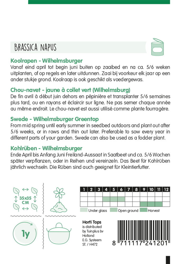 Koolraap zaden, Wilhelmsburger (Friese)