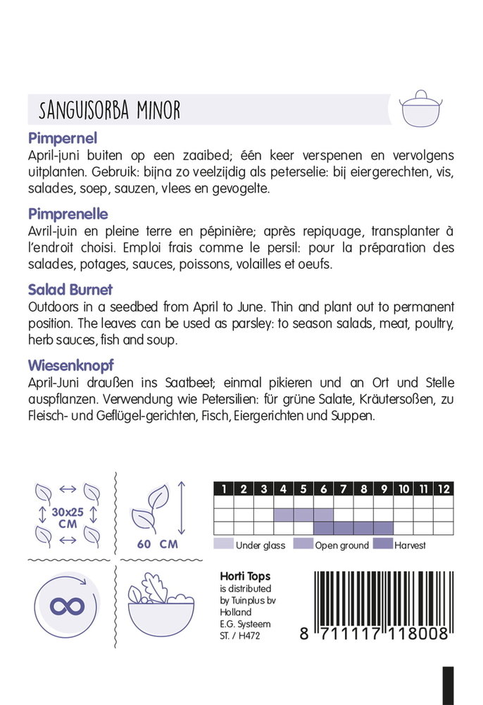 Pimpernel zaden, Kleine Pimpernel