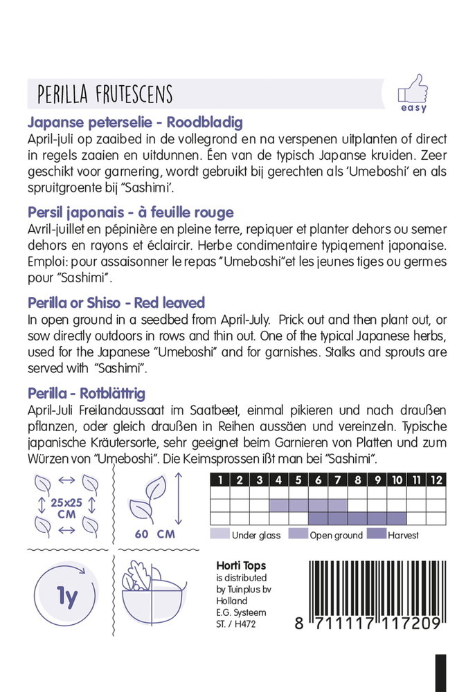 Perilla zaden, Shiso paarsbladig