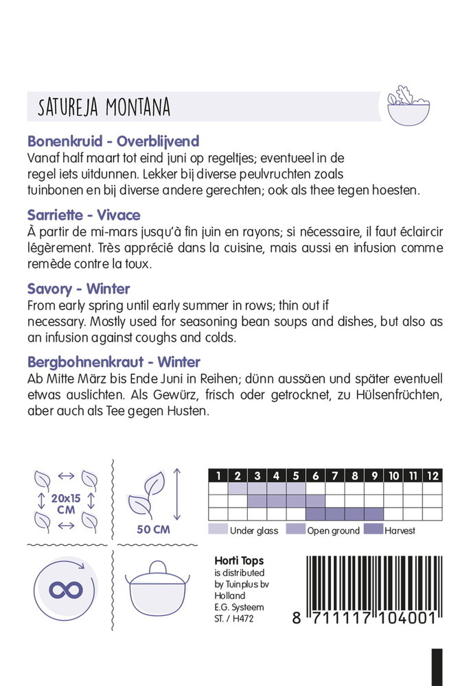 Bonenkruid zaden, Overblijvend