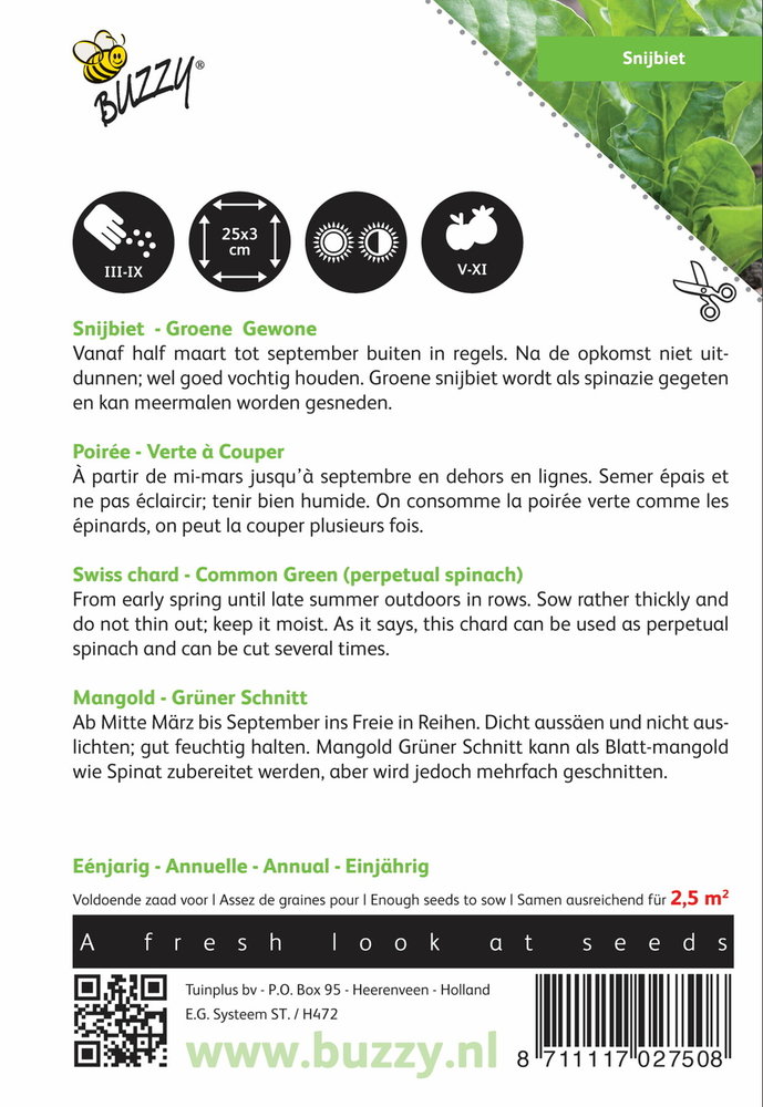 Snijbiet Zaden, Groene of Gewone (Snijmoes of Warmoes)