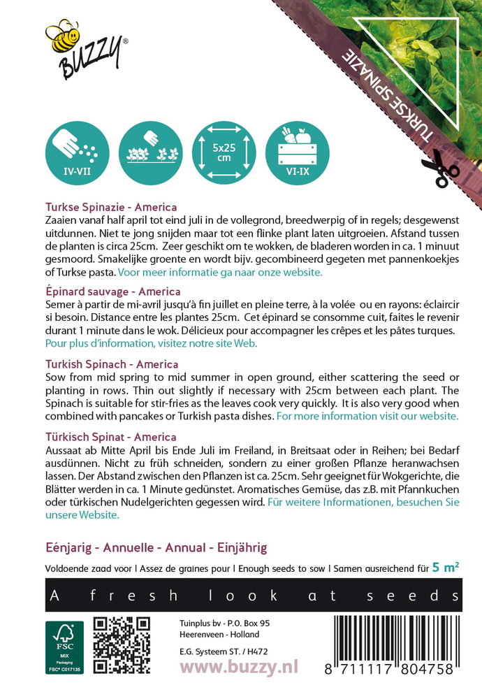 Spinazie Zaden, Turkse Spinazie America