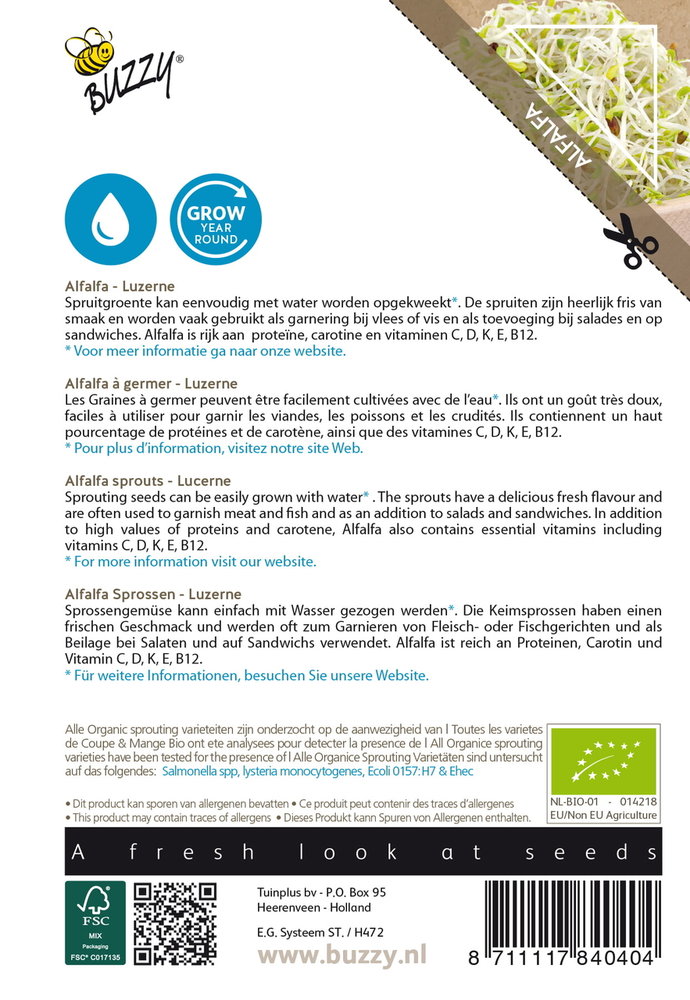 Alfalfa Zaden, Organic Sprouting | BIO