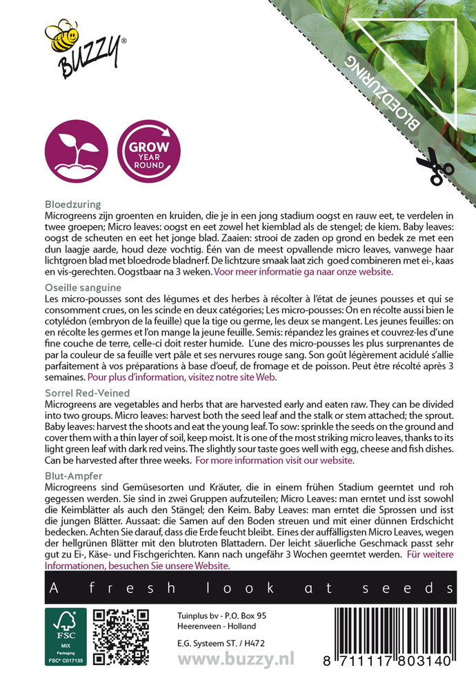 Bloedzuring Zaden, Micro Greens