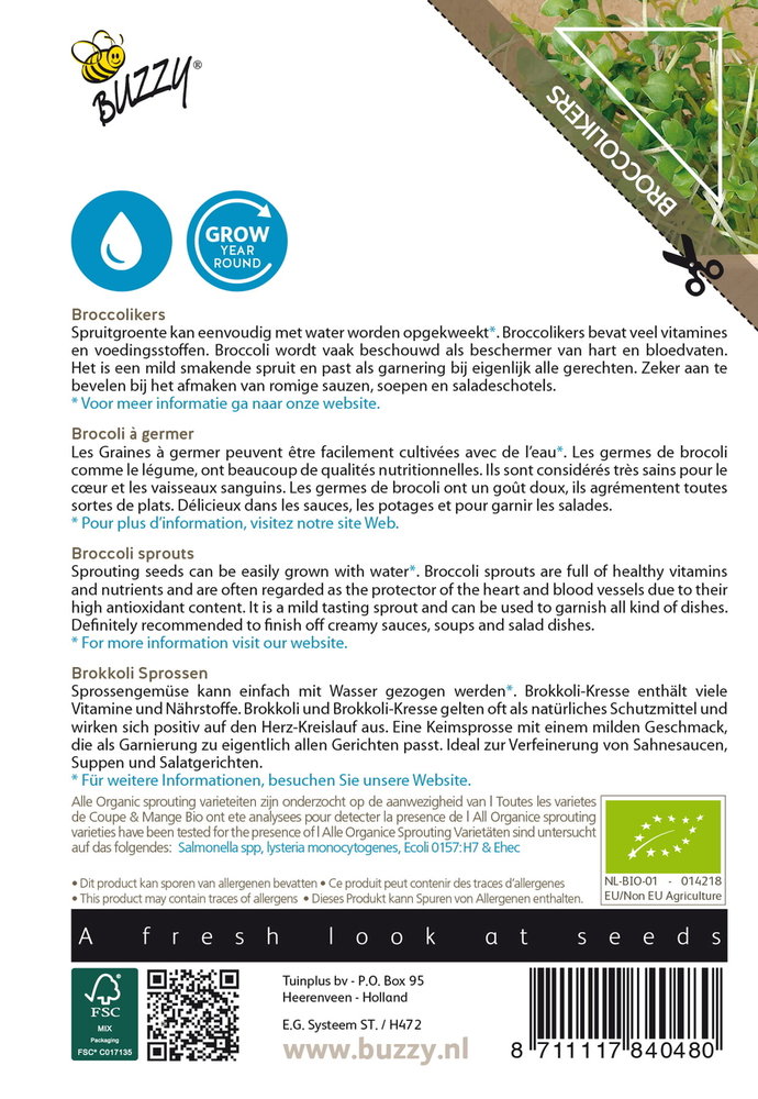 Broccolikers Zaden, Organic Sprouting | BIO