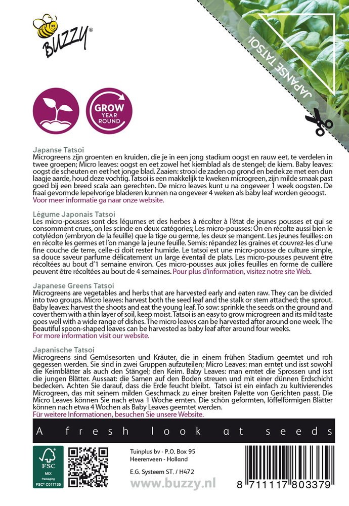 Japanse Tatsoi Zaden, Micro Greens