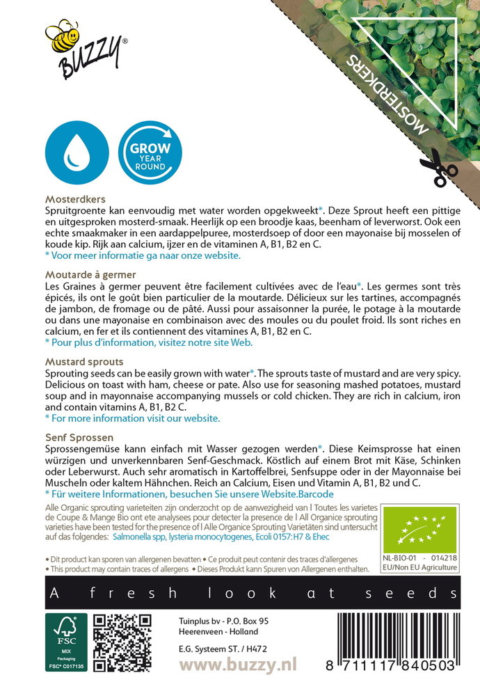 Mosterdkers Zaden, Organic Sprouting | BIO