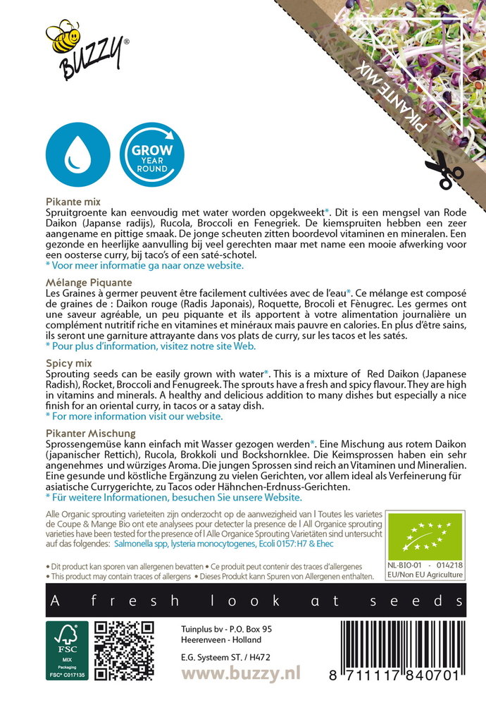 Pikante Mix Zaden, Organic Sprouting | BIO