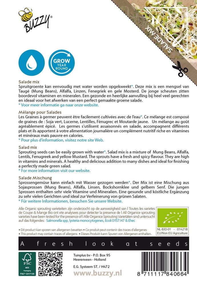 Salade Mix Zaden, Organic Sprouting | BIO