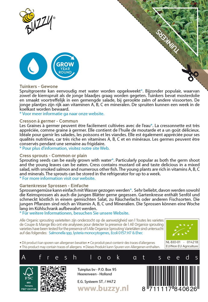 Tuinkers zaden, Organic sprouting | BIO