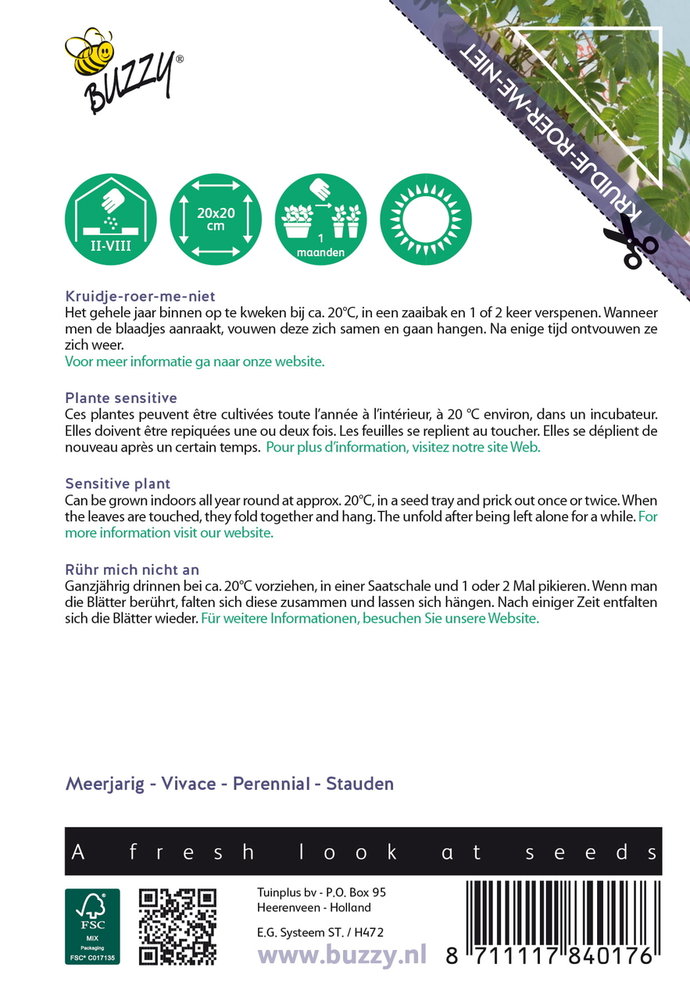 Kruidje-roer-me-niet zaden, Mimosa pudica