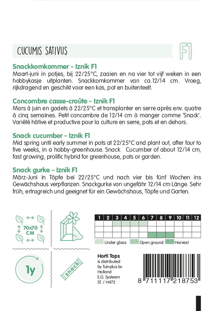 Komkommer zaden, Snackkomkommer Iznik F1