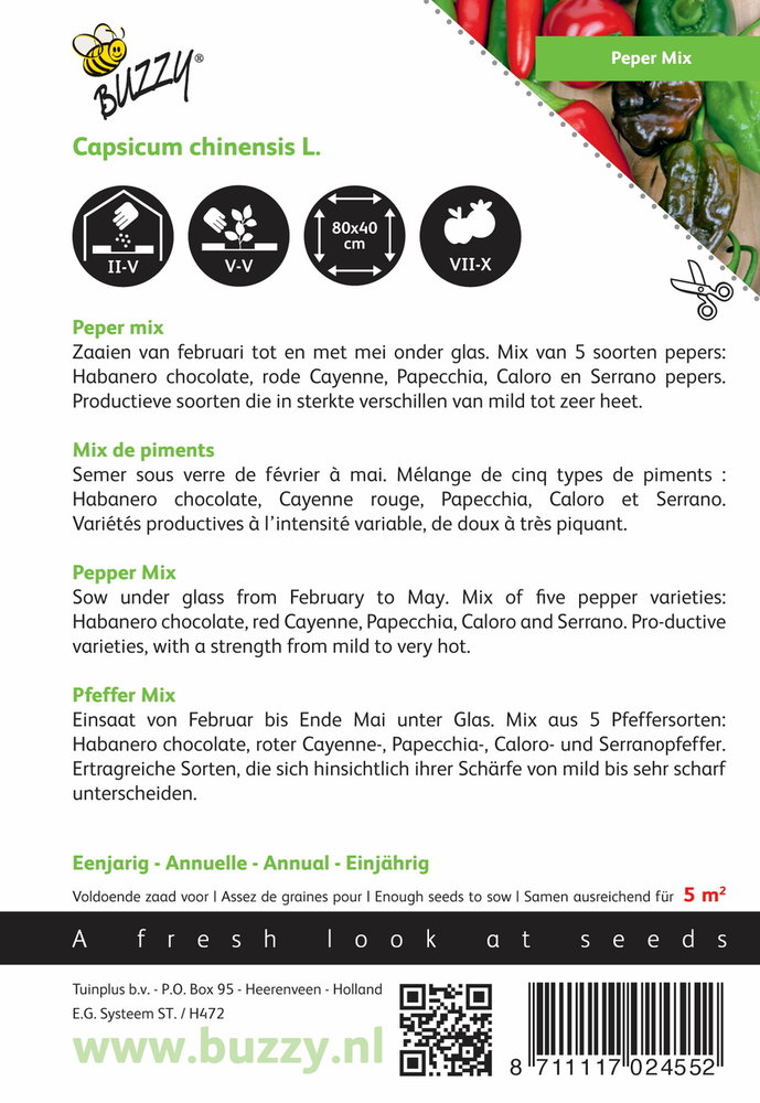 Peper zaden, 5 soorten mix
