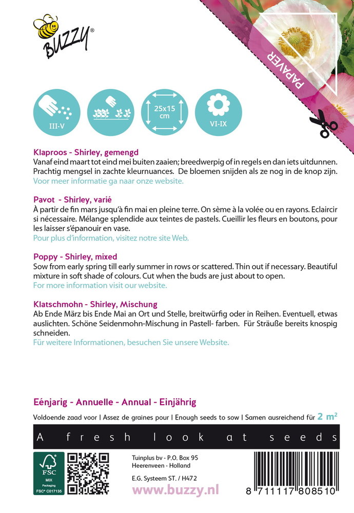 Klaproos Zaden, Papaver rhoeas (mix)