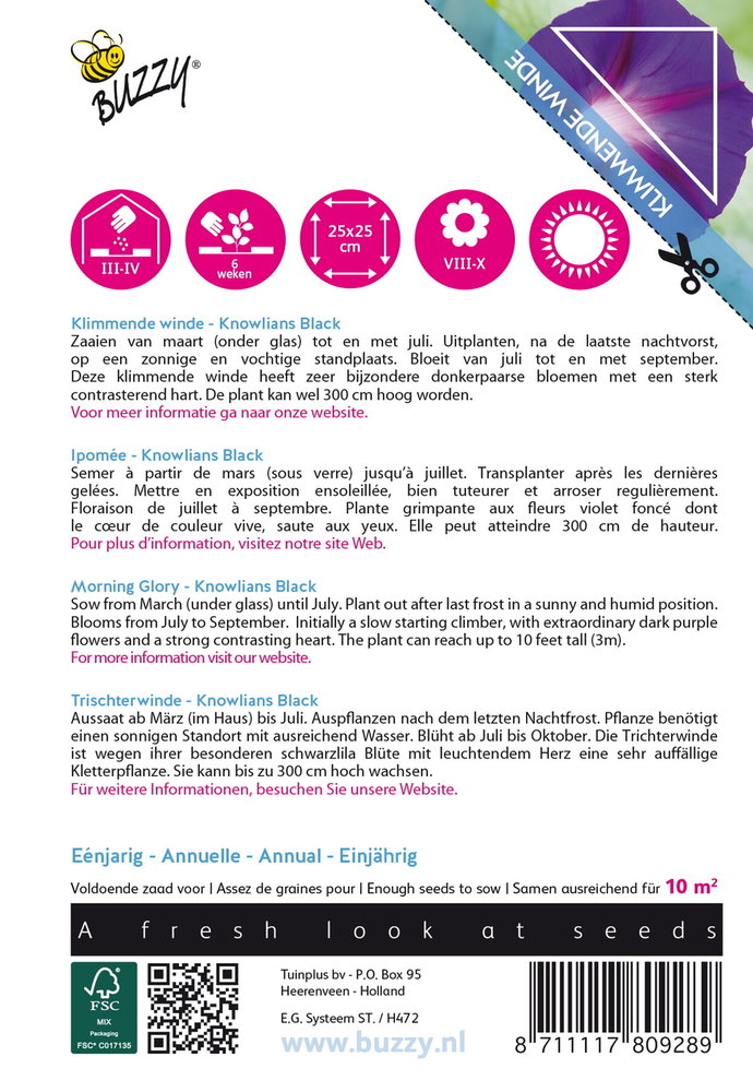 Klimmende Winde Zaden, Ipomoea purpurea