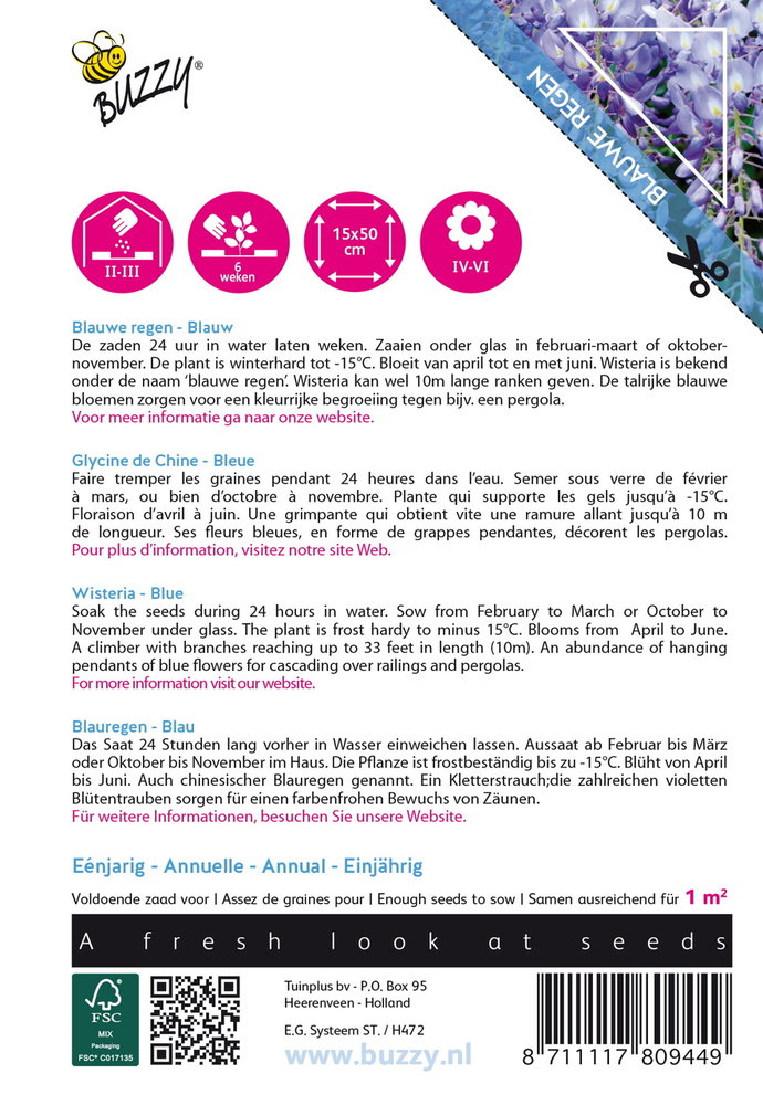 Blauwe Regen Zaden, Wisteria sinensis