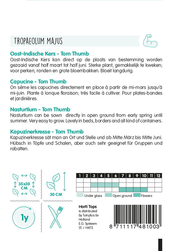 Oost-Indische Kers zaden, Tom Thumb