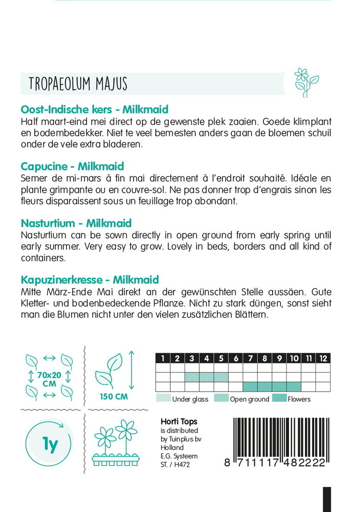Oost-Indische Kers Zaden, Milkmaid