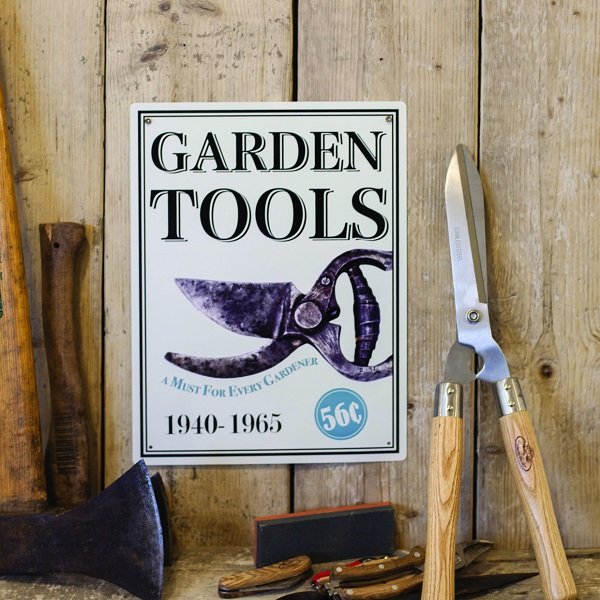 Metalen bord, Tuingereedschap (30x40 cm)