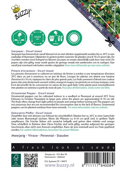 Sierpeper zaden, Capsicum annuum