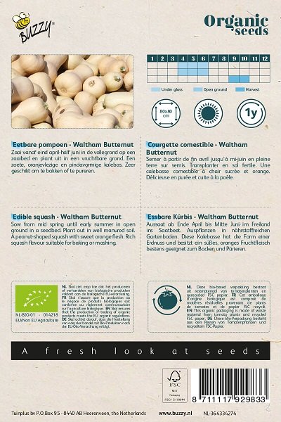 Pompoen zaden, Biologische Waltham Butternut | BIO