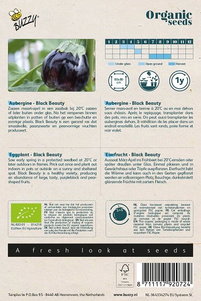 Aubergine Zaden, Biologisch Black Beauty | BIO