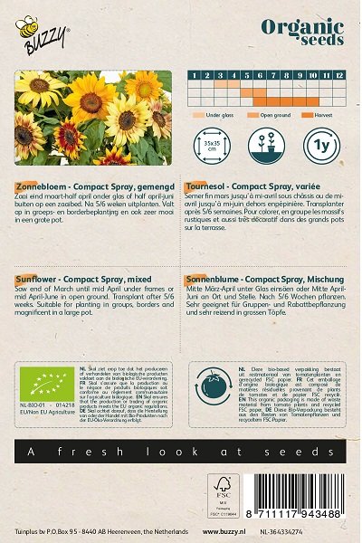 Zonnebloem zaden, Compact Spray Mix | BIO
