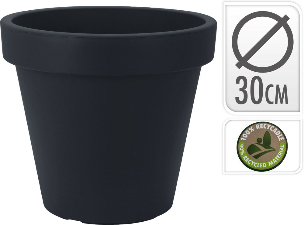 Bloempot rond, Antraciet (30 centimeter)