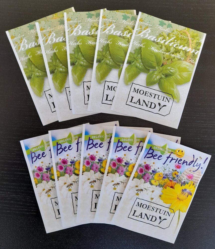 Weggeef-zakjes zaad, Basilicum / Bloemen mix