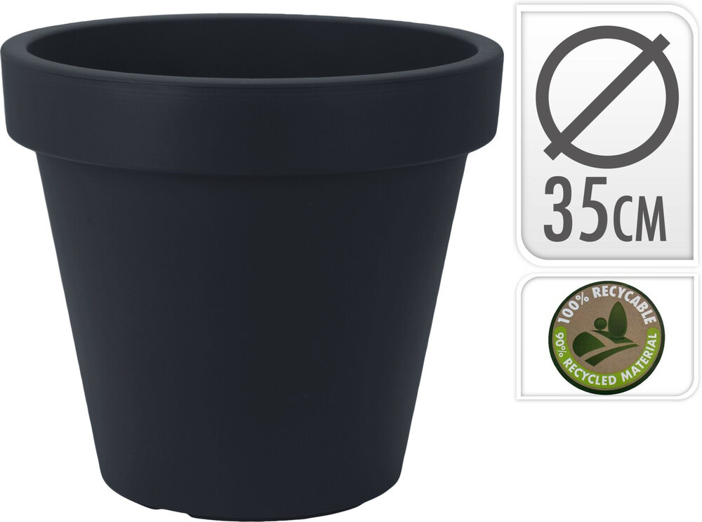 Bloempot rond, Antraciet (35 centimeter)
