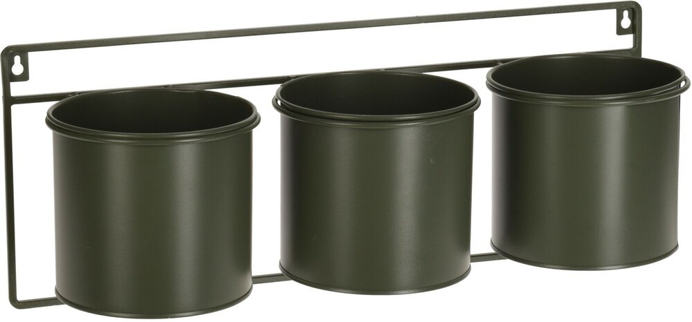 Metalen bloempotten, set van 3 met rekje (2 kleuren)