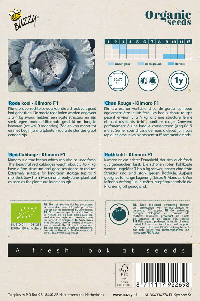 Rode Kool zaden, Klimaro F1 | BIO