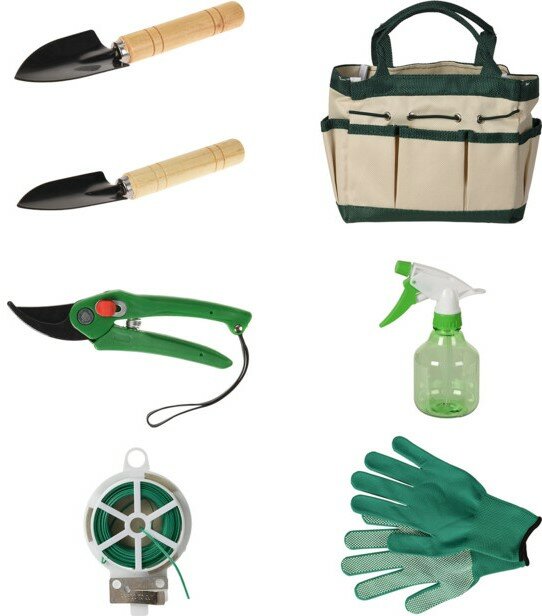 Gereedschapsset tuin, met tas (8-delig)