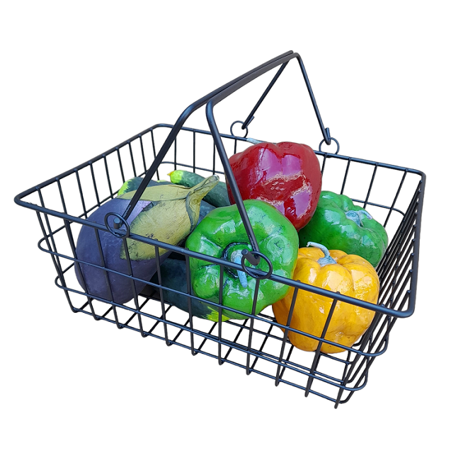 Oogstmand, Stalen mand met handvaten (zwart)